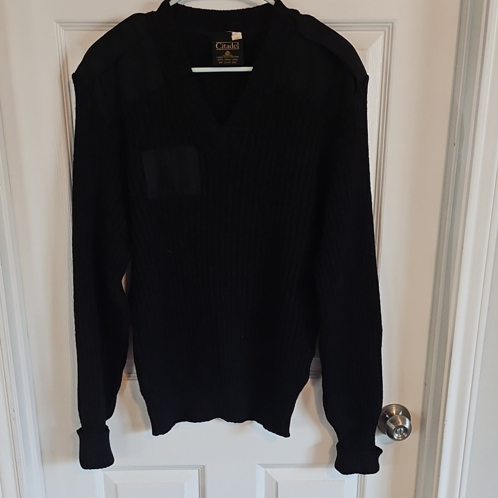 Black V-Neck Sweater Classic Knit